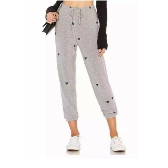 New Chaser Tiny Heart Joggers in Heather Grey - Picture 2 of 12